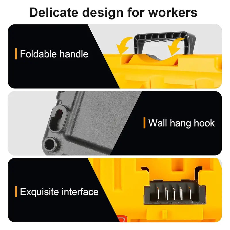 Amityke DCB104 Replacement for Dewalt Multi-Battery Charger Station 4-Port Efficient Charging 12V 20V Batteries Dual USB Ports LED Indicator Portable Power Tool Accessories