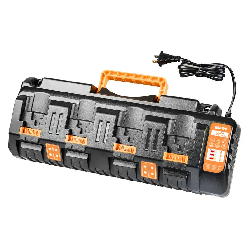 Amityke DCB104 Replacement for Dewalt Multi-Battery Charger Station 4-Port Efficient Charging 12V 20V Batteries Dual USB Ports LED Indicator Portable Power Tool Accessories
