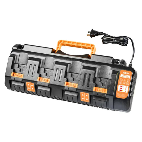 Amityke DCB104 Replacement for Dewalt Multi-Battery Charger Station 4-Port Efficient Charging 12V 20V Batteries Dual USB Ports LED Indicator Portable Power Tool Accessories