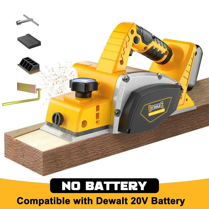 Cordless 3-1/4" Electric Hand Planer Compatible with Dewalt 20V Battery (No Battery!!) 15000RPM Power Wood Planer for Woodworking Carpentry and Home DIY Edge