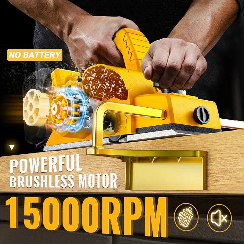 Cordless 3-1/4" Electric Hand Planer Compatible with Dewalt 20V Battery (No Battery!!) 15000RPM Power Wood Planer for Woodworking Carpentry and Home DIY Edge
