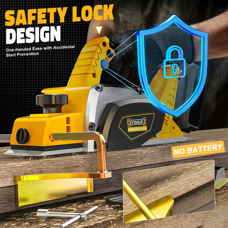 Cordless 3-1/4" Electric Hand Planer Compatible with Dewalt 20V Battery (No Battery!!) 15000RPM Power Wood Planer for Woodworking Carpentry and Home DIY Edge